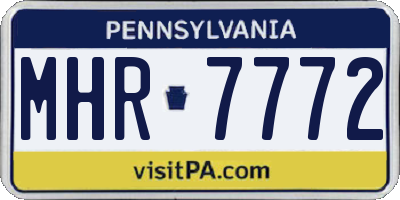 PA license plate MHR7772