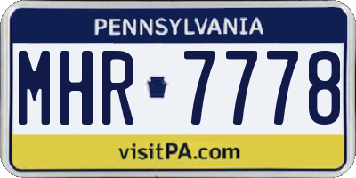 PA license plate MHR7778