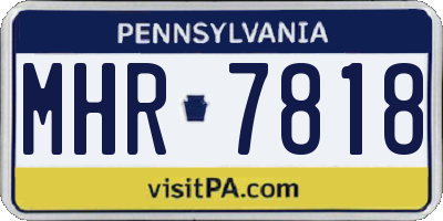 PA license plate MHR7818