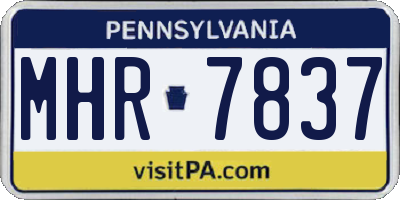 PA license plate MHR7837