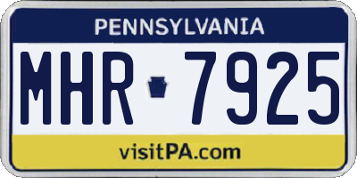PA license plate MHR7925