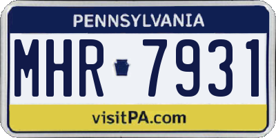 PA license plate MHR7931