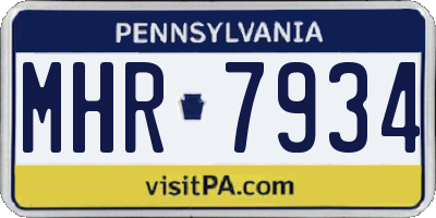 PA license plate MHR7934