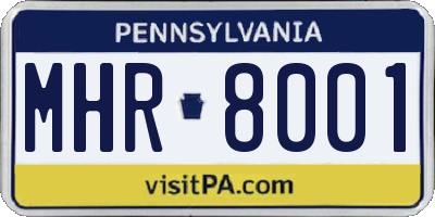PA license plate MHR8001