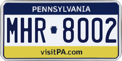 PA license plate MHR8002