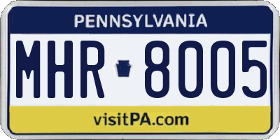 PA license plate MHR8005