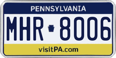 PA license plate MHR8006