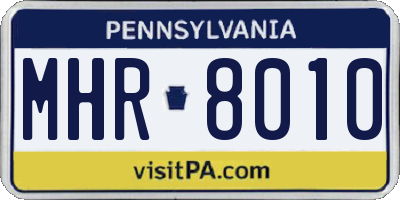 PA license plate MHR8010