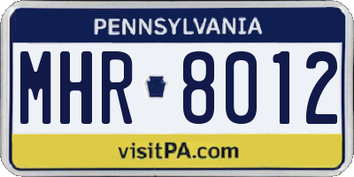 PA license plate MHR8012