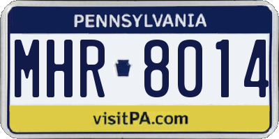 PA license plate MHR8014
