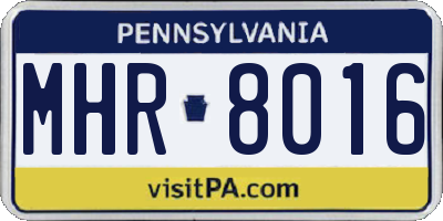 PA license plate MHR8016