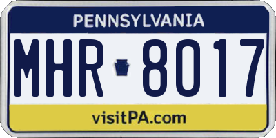PA license plate MHR8017