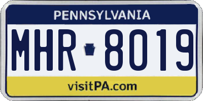 PA license plate MHR8019