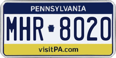 PA license plate MHR8020