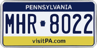 PA license plate MHR8022