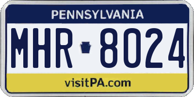 PA license plate MHR8024