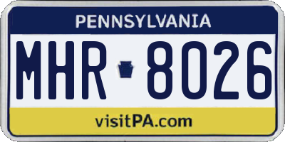 PA license plate MHR8026
