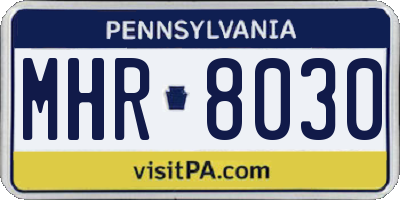 PA license plate MHR8030