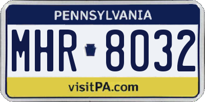 PA license plate MHR8032