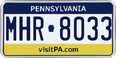 PA license plate MHR8033