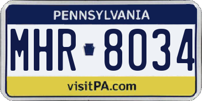 PA license plate MHR8034