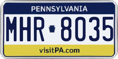 PA license plate MHR8035