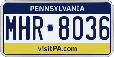 PA license plate MHR8036