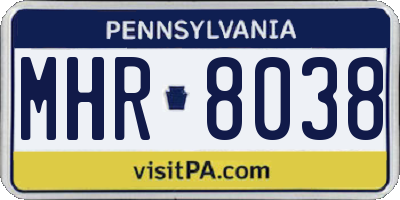 PA license plate MHR8038