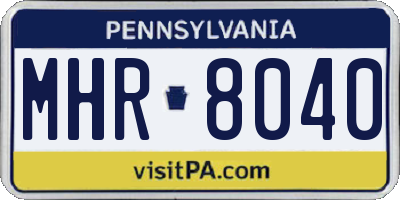 PA license plate MHR8040