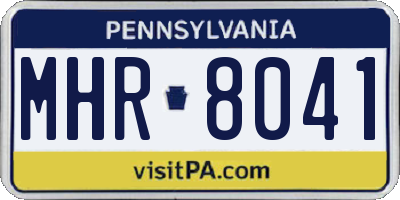 PA license plate MHR8041
