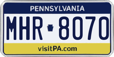 PA license plate MHR8070