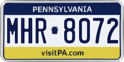 PA license plate MHR8072