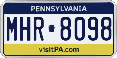 PA license plate MHR8098