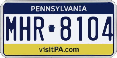PA license plate MHR8104