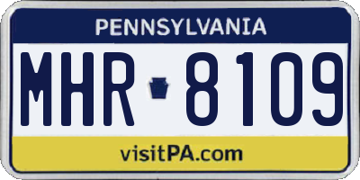 PA license plate MHR8109