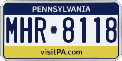 PA license plate MHR8118
