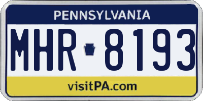 PA license plate MHR8193