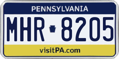 PA license plate MHR8205