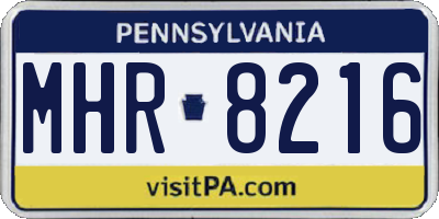PA license plate MHR8216