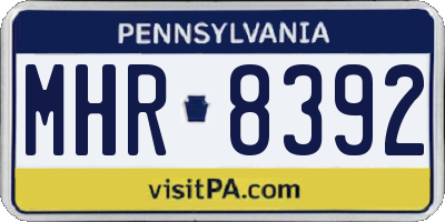 PA license plate MHR8392