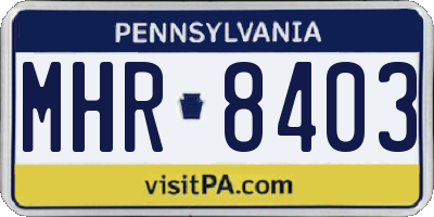PA license plate MHR8403