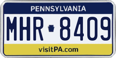PA license plate MHR8409