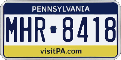 PA license plate MHR8418