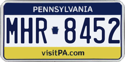 PA license plate MHR8452