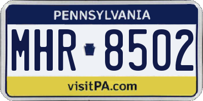 PA license plate MHR8502