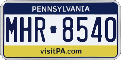 PA license plate MHR8540