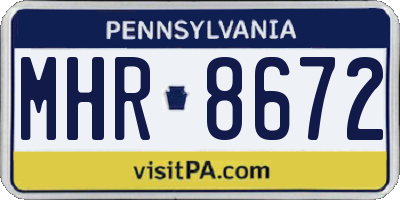 PA license plate MHR8672