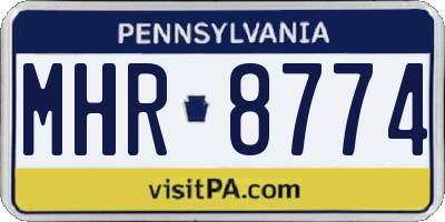 PA license plate MHR8774