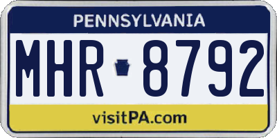 PA license plate MHR8792