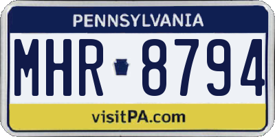 PA license plate MHR8794